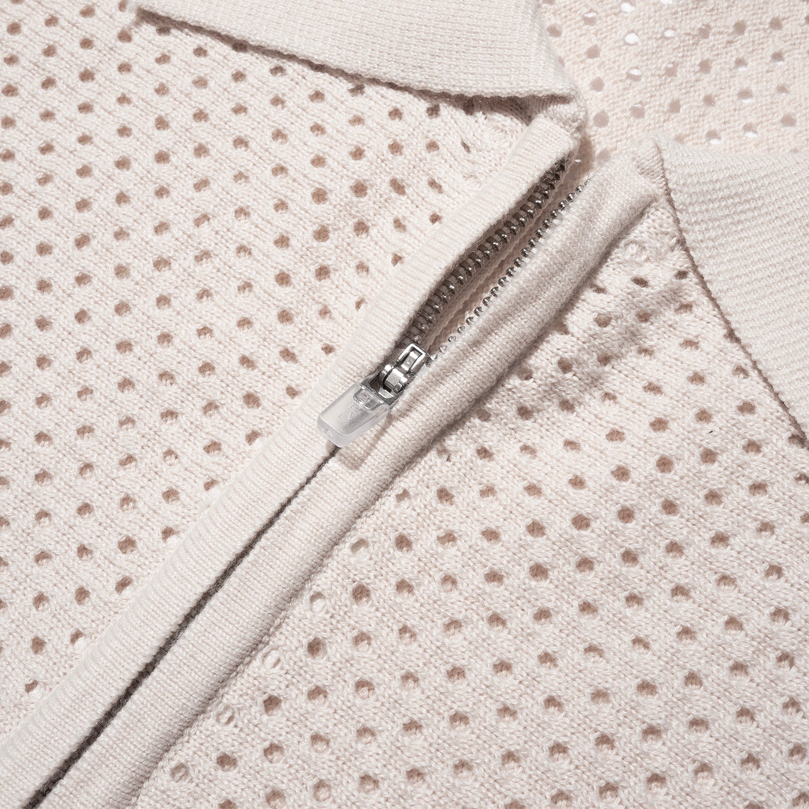 VENT KNIT STRIPPED ZIP C-SWEAT (Ivory)