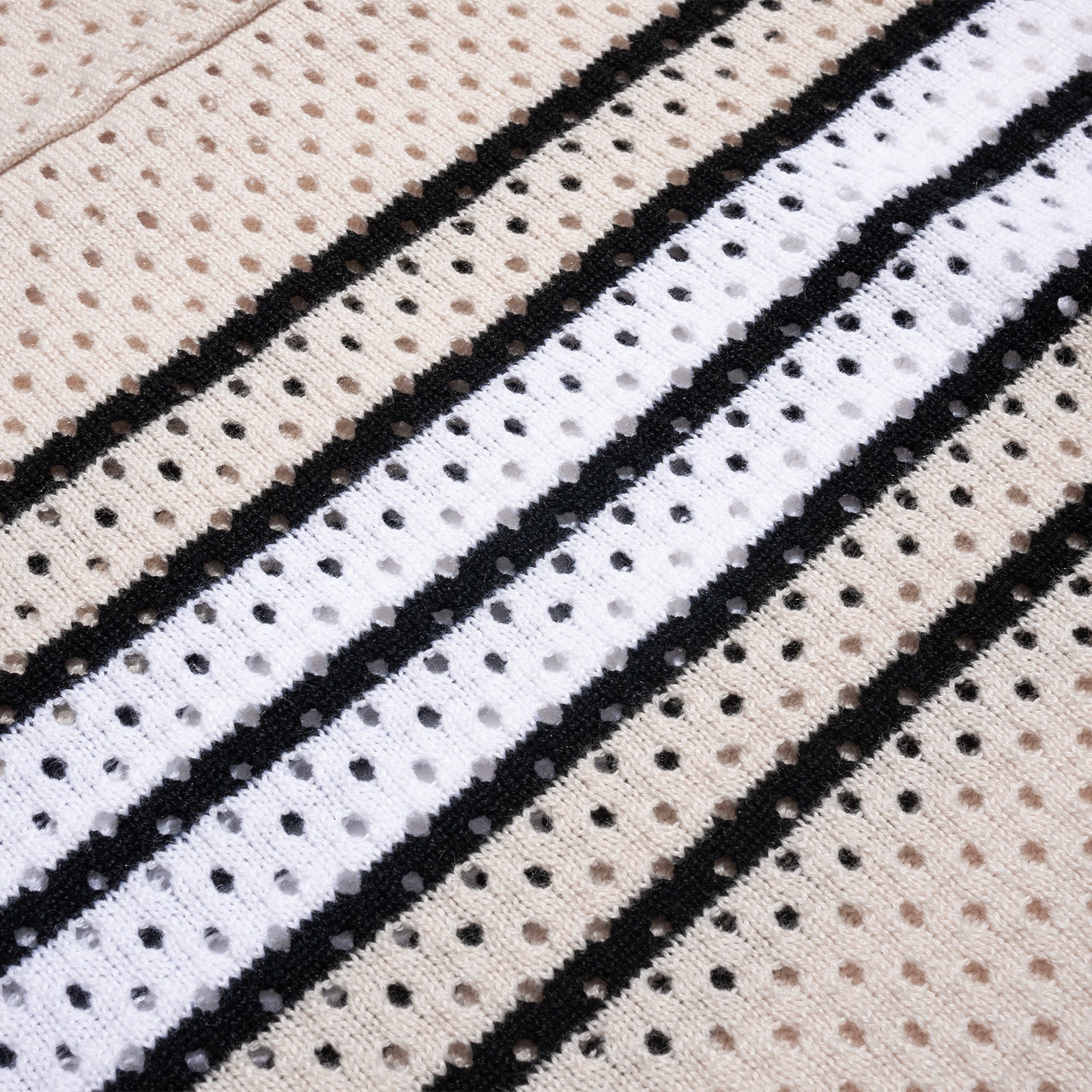 VENT KNIT STRIPPED ZIP C-SWEAT (Ivory)