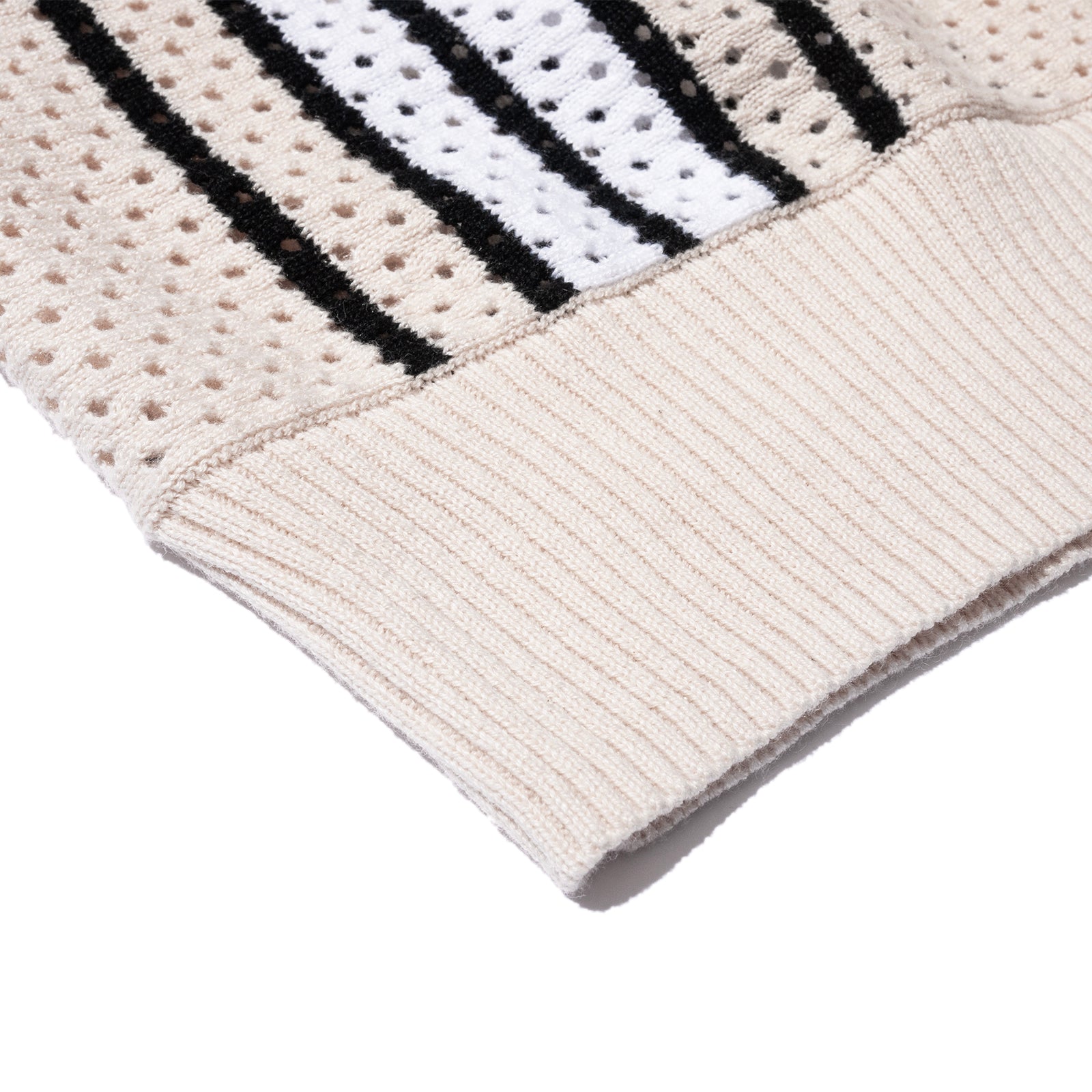 VENT KNIT STRIPPED ZIP C-SWEAT (Ivory)