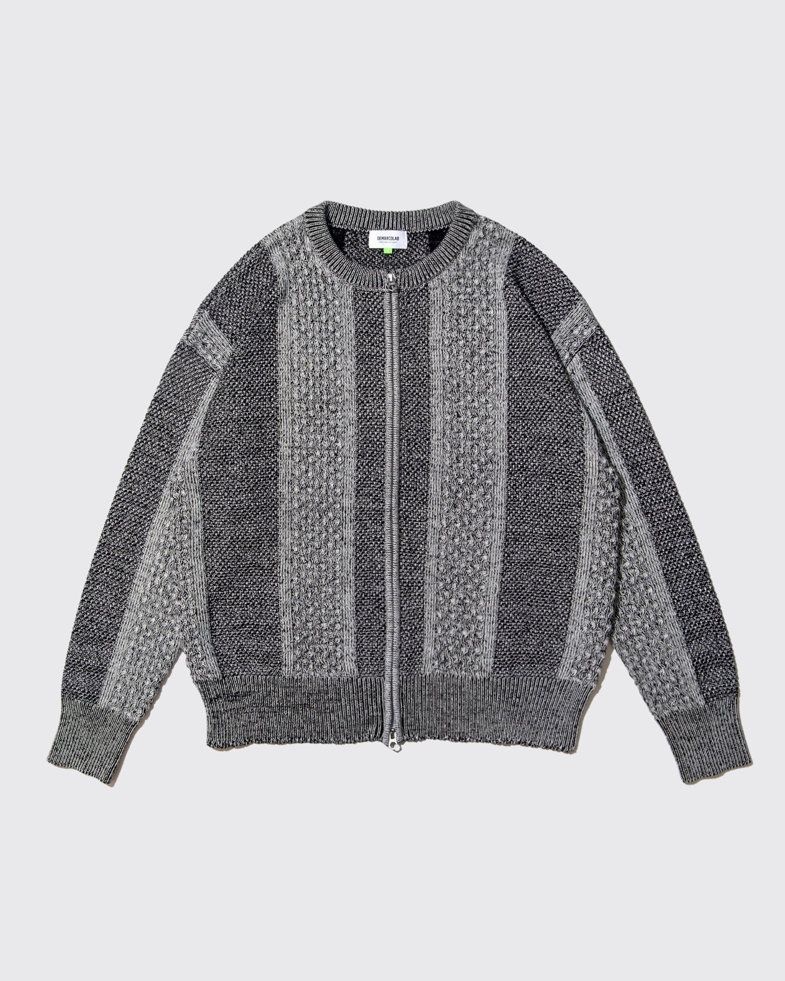 MIX CABLE KNIT ZIP SWEAT (Black)