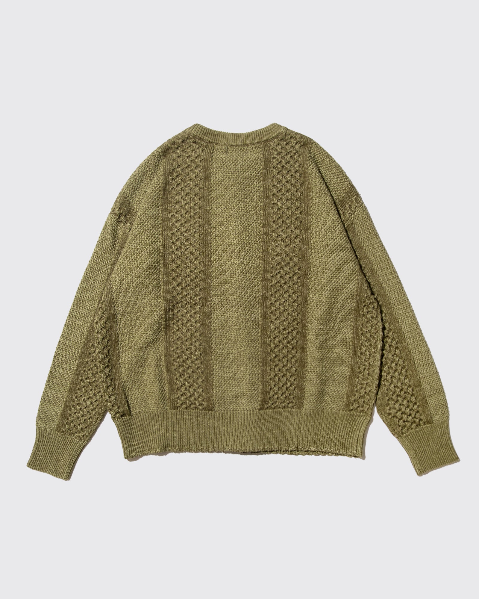 MIX CABLE KNIT ZIP SWEAT (Green)