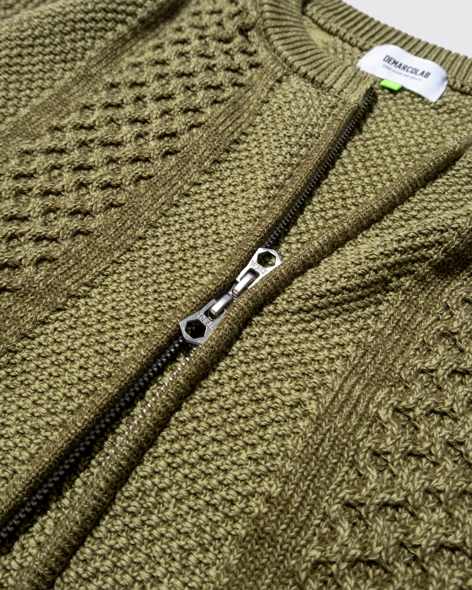 MIX CABLE KNIT ZIP SWEAT (Green)