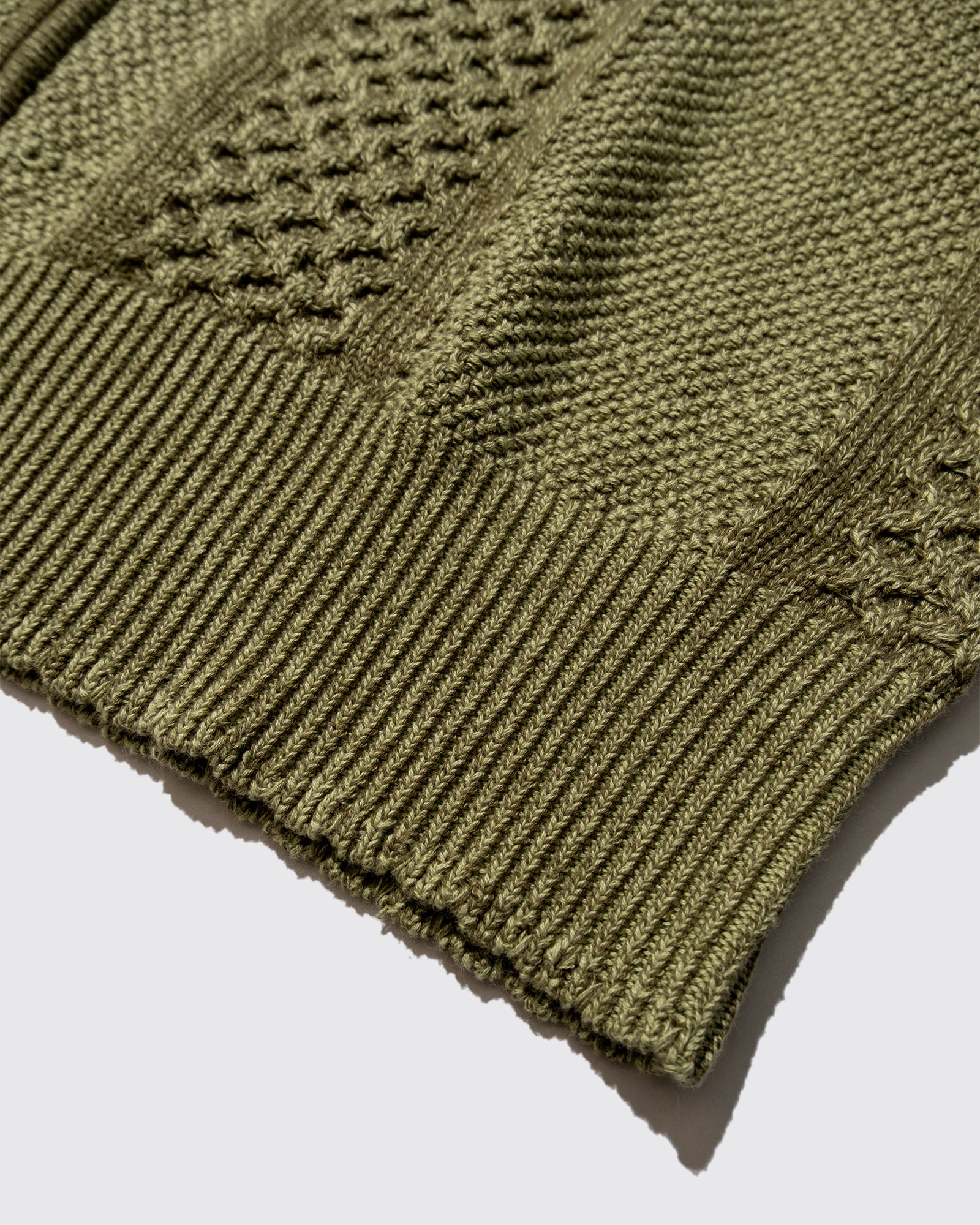 MIX CABLE KNIT ZIP SWEAT (Green)