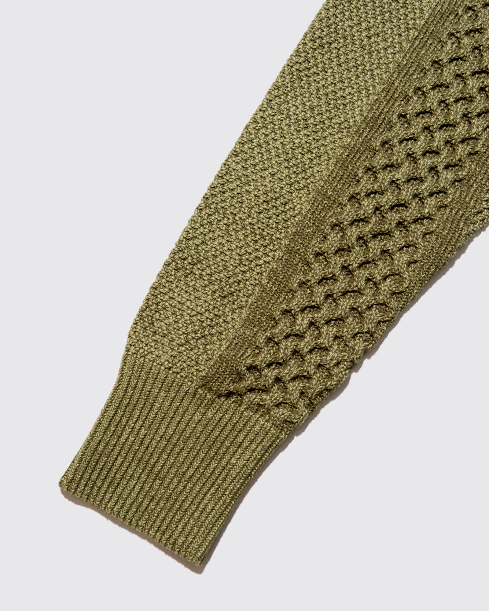 MIX CABLE KNIT ZIP SWEAT (Green)