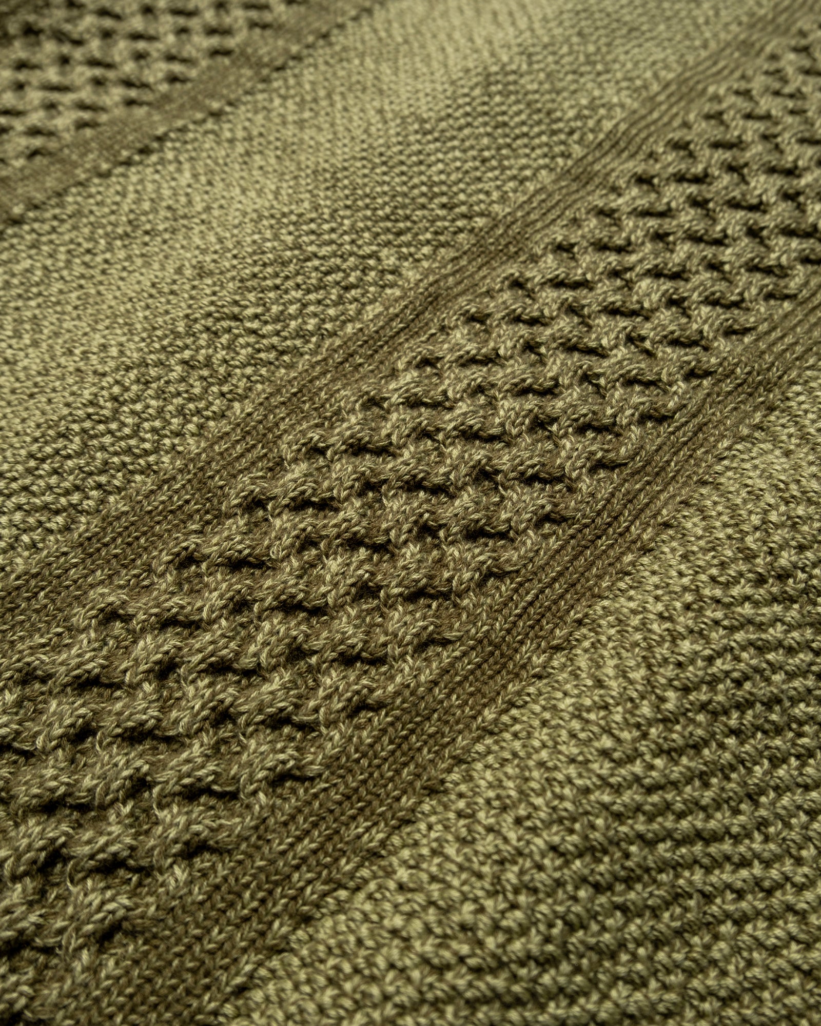 MIX CABLE KNIT ZIP SWEAT (Green)