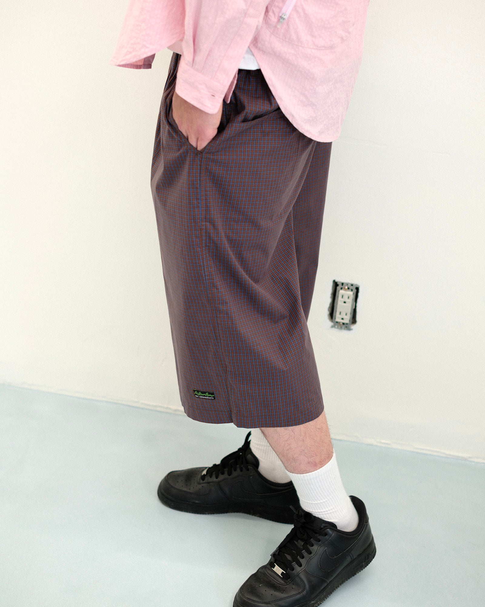 PLAID JUMBO SHORTS (Crimson)