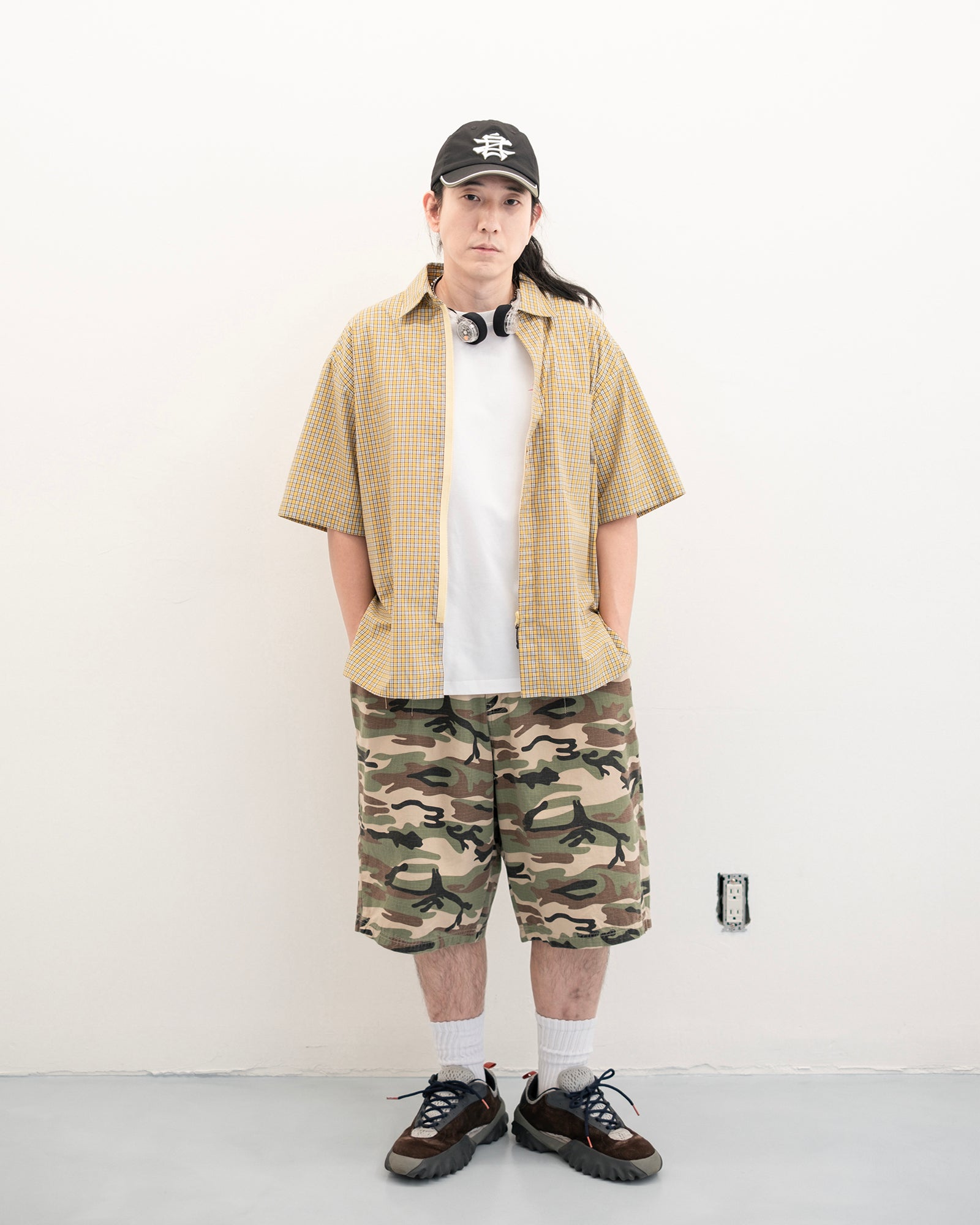 WOODLAND CAMO MOTO SHORTS