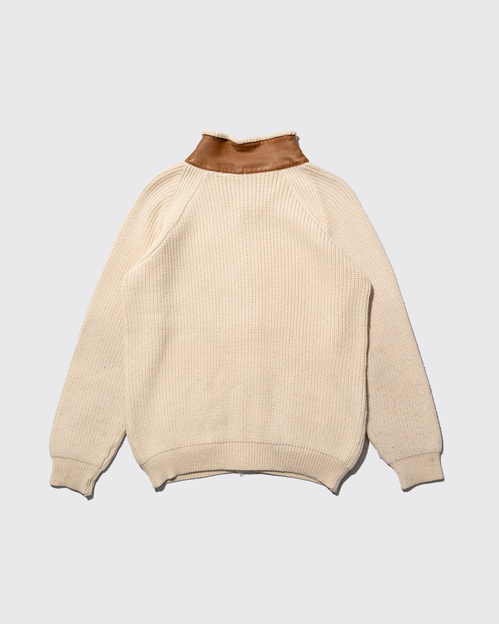 80'S IDEAS FROM MASSIMO OSTI LEATHER COLLAR KNIT SWEATER