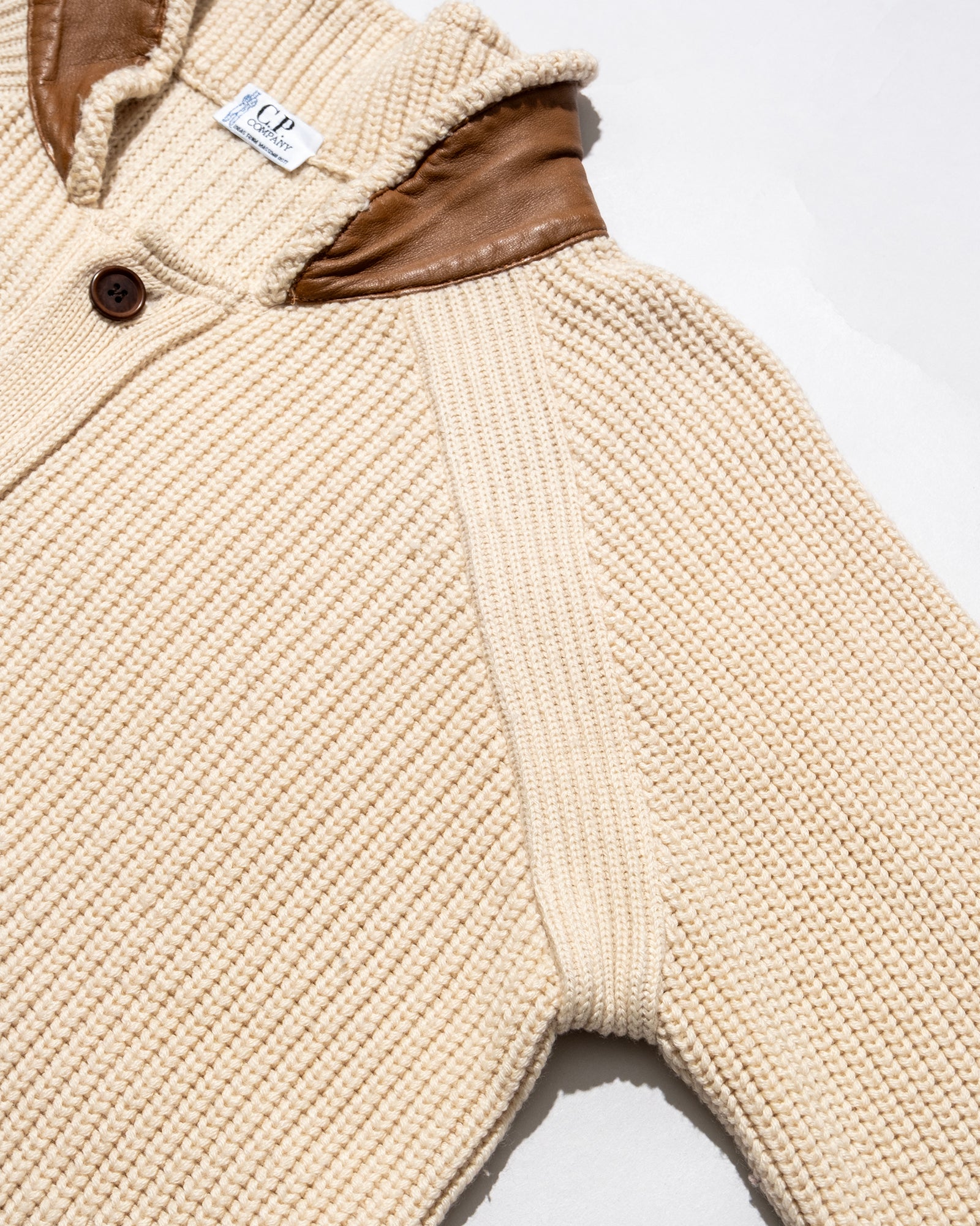 80'S IDEAS FROM MASSIMO OSTI LEATHER COLLAR KNIT SWEATER