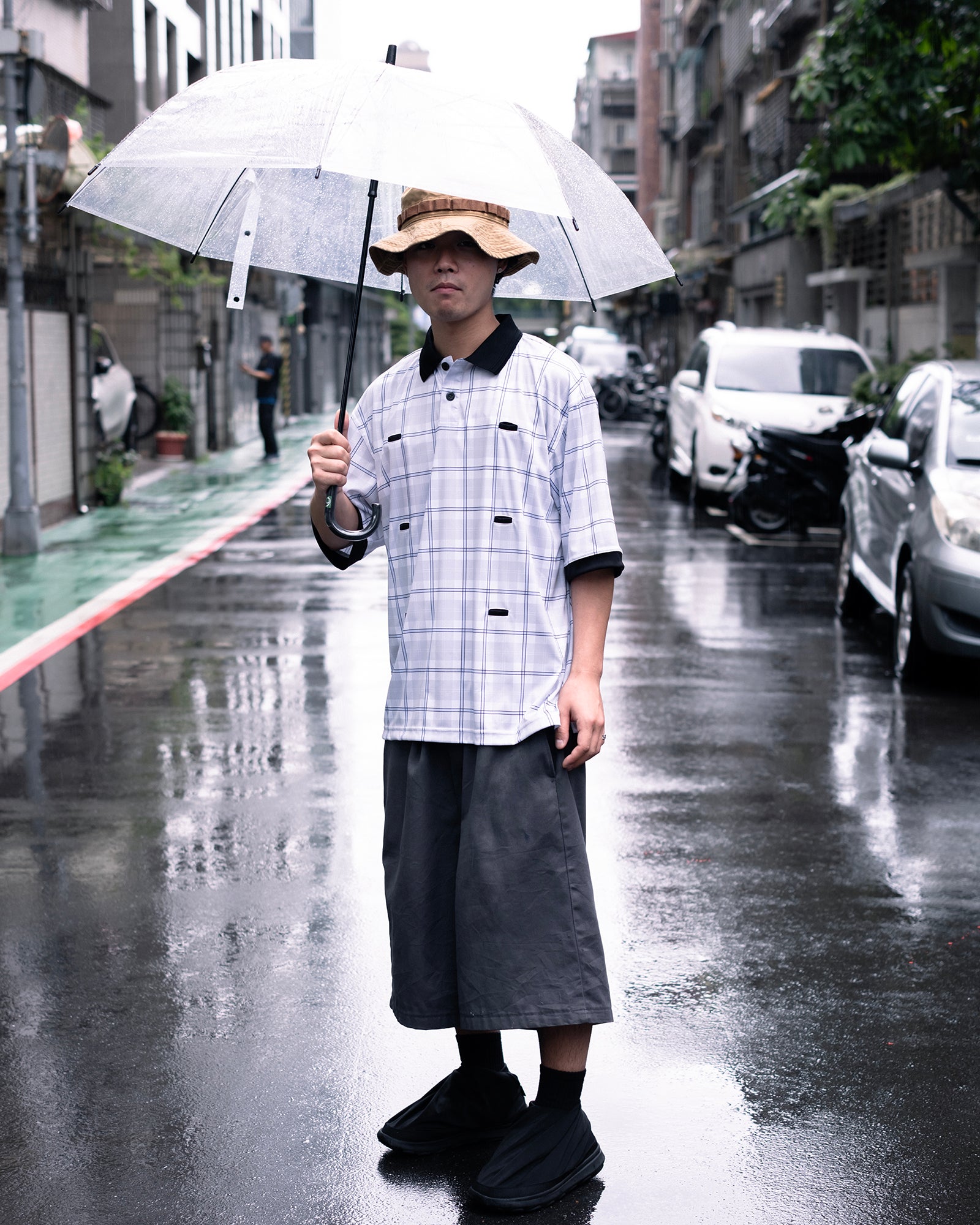 PLAID KUN S/S POLO (White)