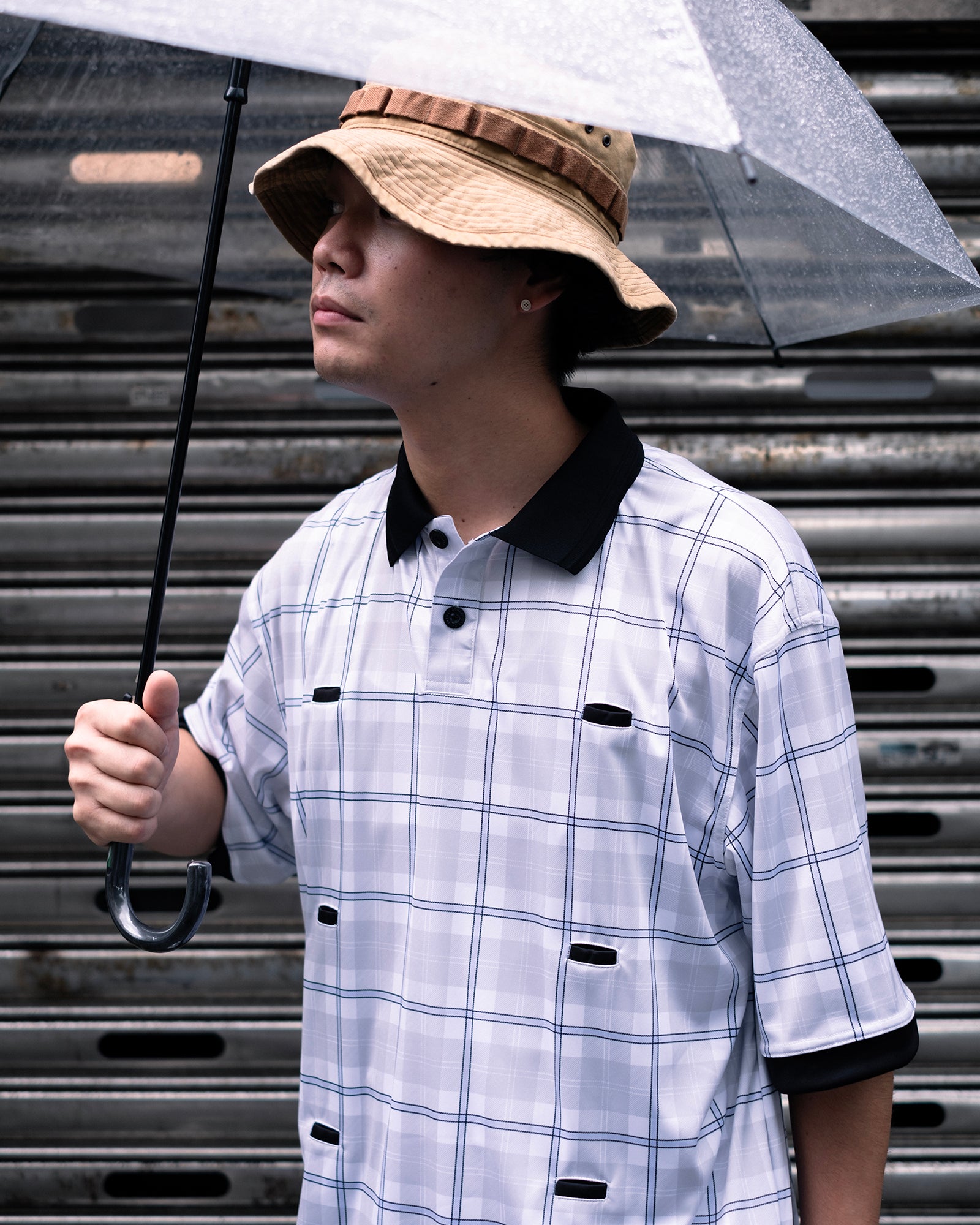 PLAID KUN S/S POLO (White)