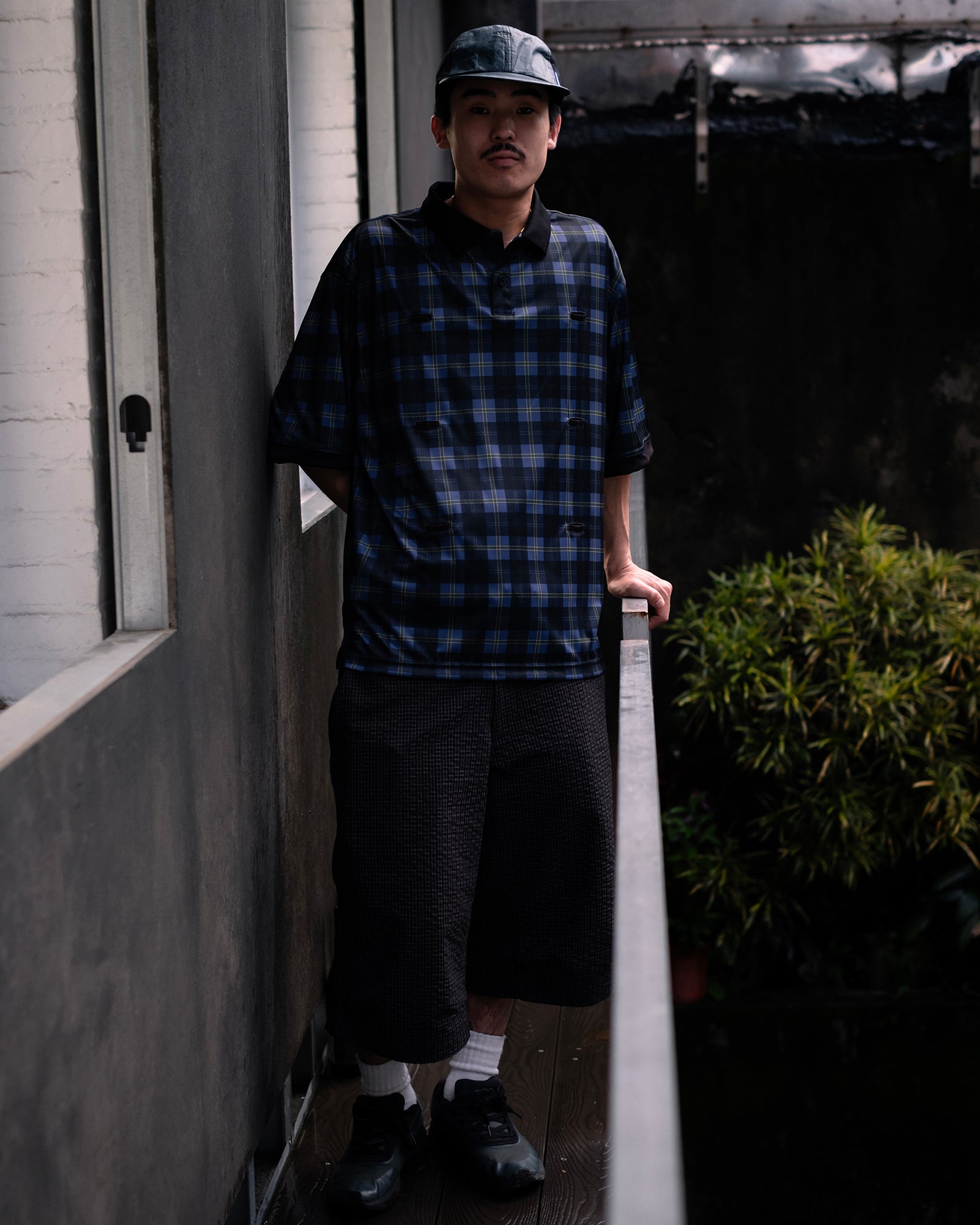 PLAID KUN S/S POLO (Navy)