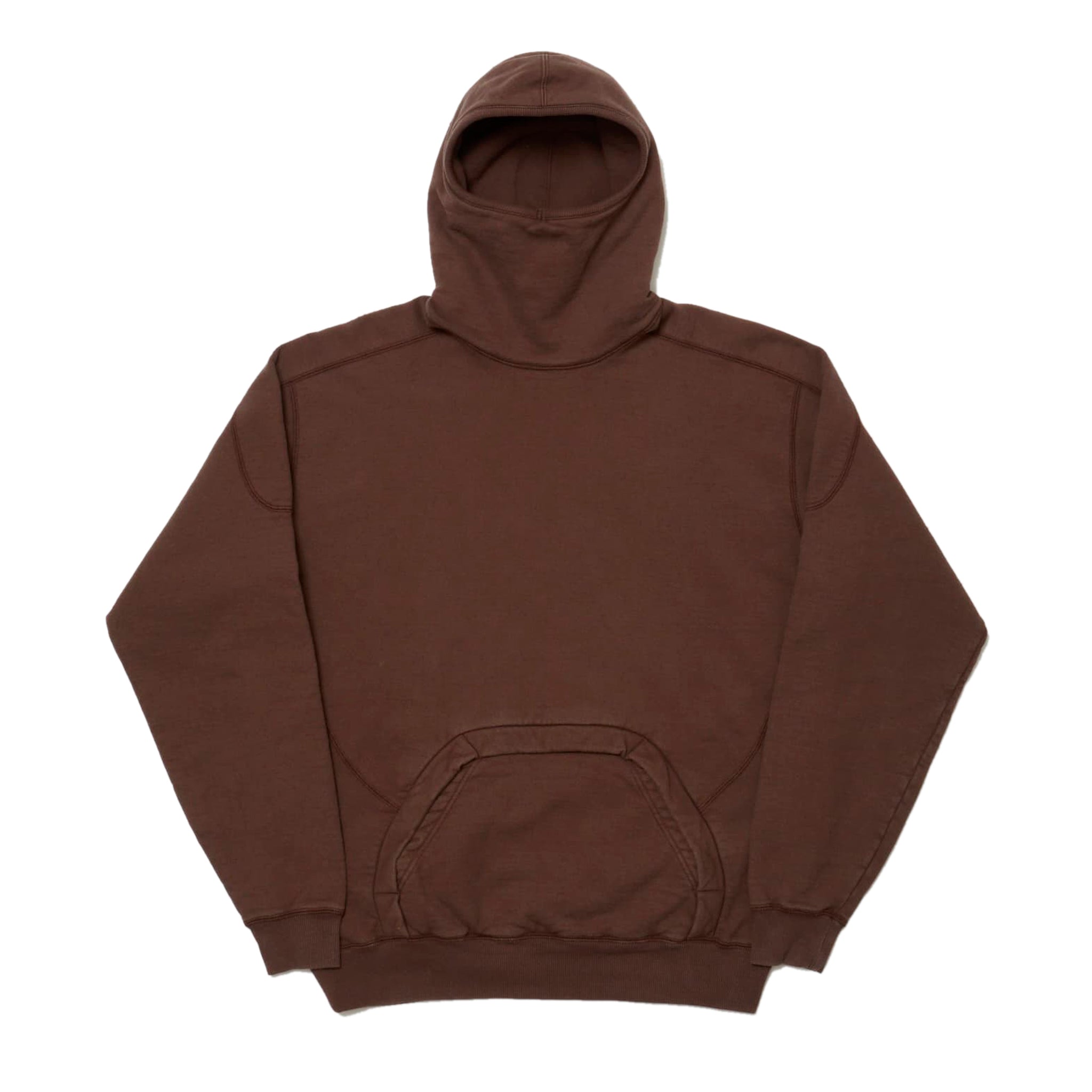 WASHED PANELED HOODED SWEATSHIRT (Brown)