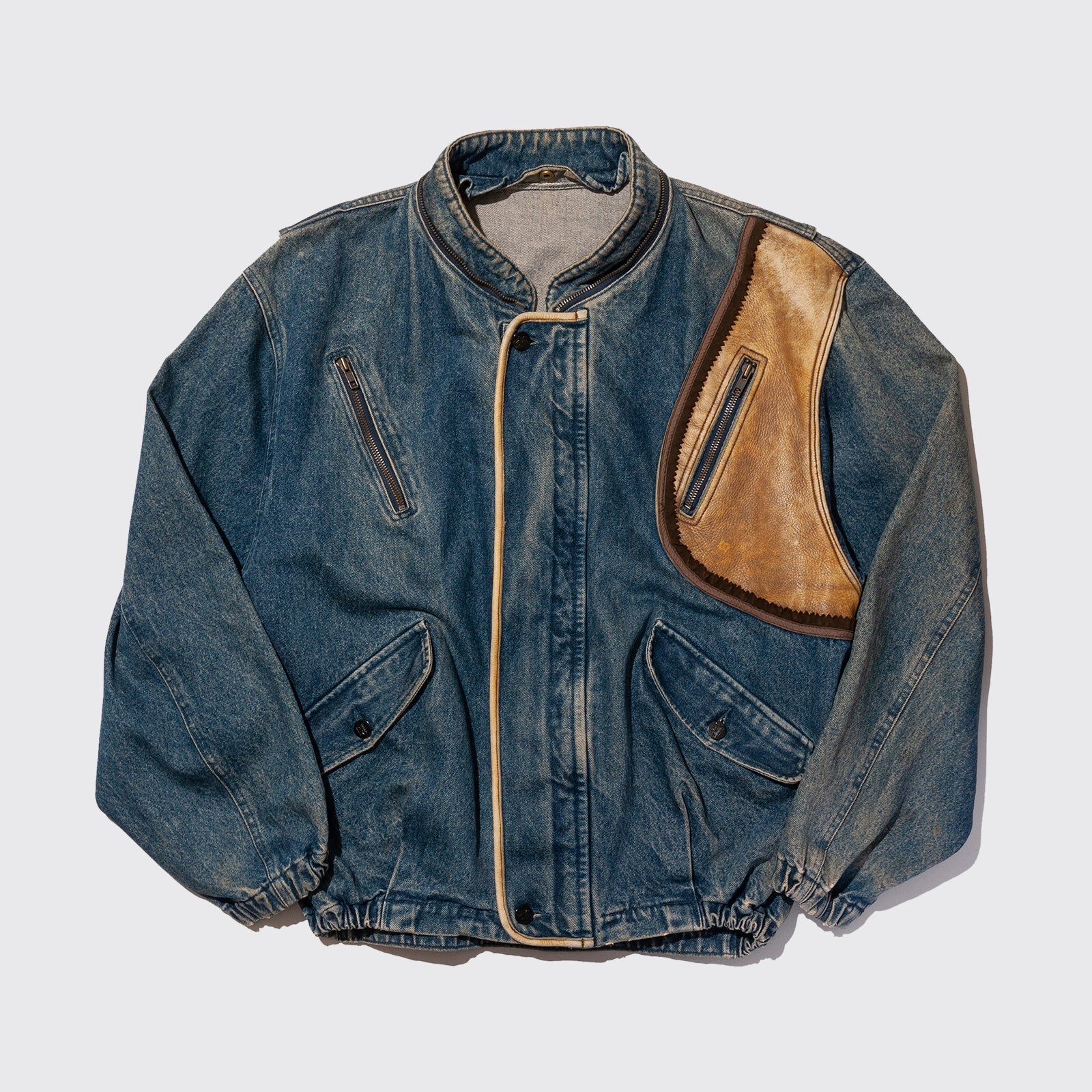NAVY ARCTIC DENIM LEATHER JACKET