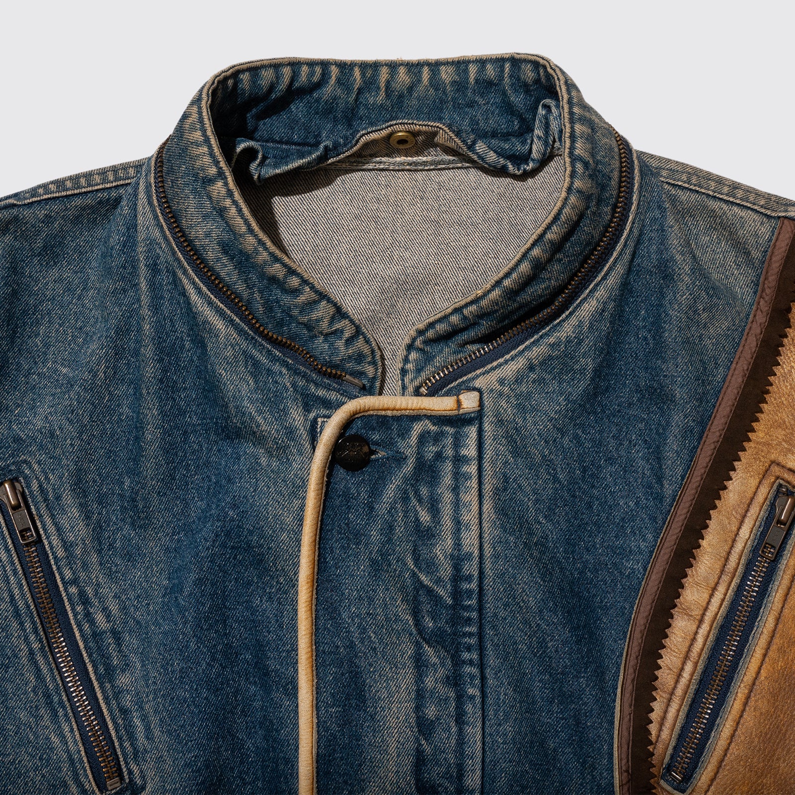 NAVY ARCTIC DENIM LEATHER JACKET