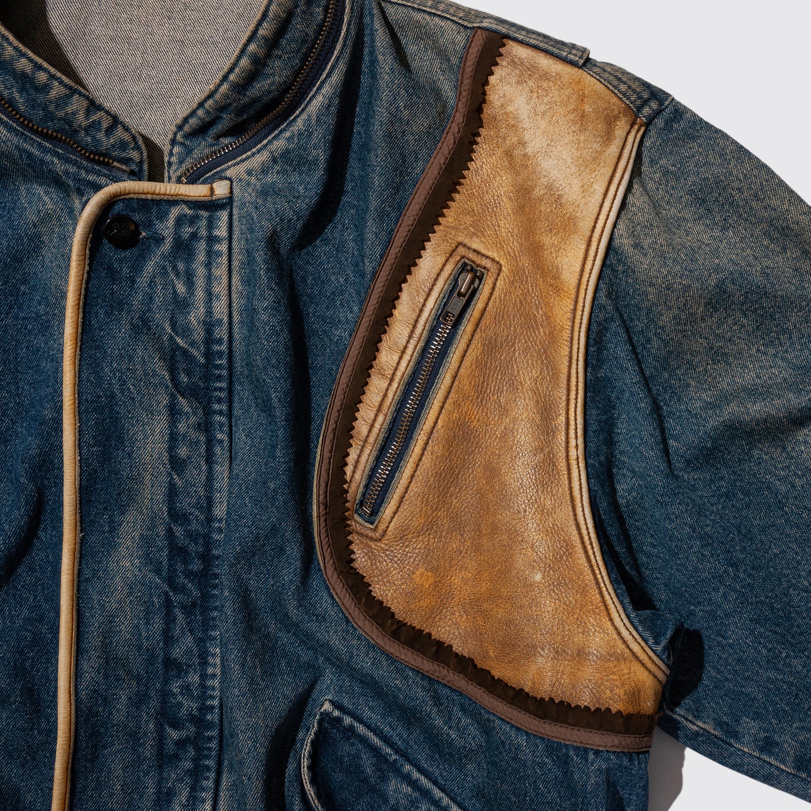 NAVY ARCTIC DENIM LEATHER JACKET