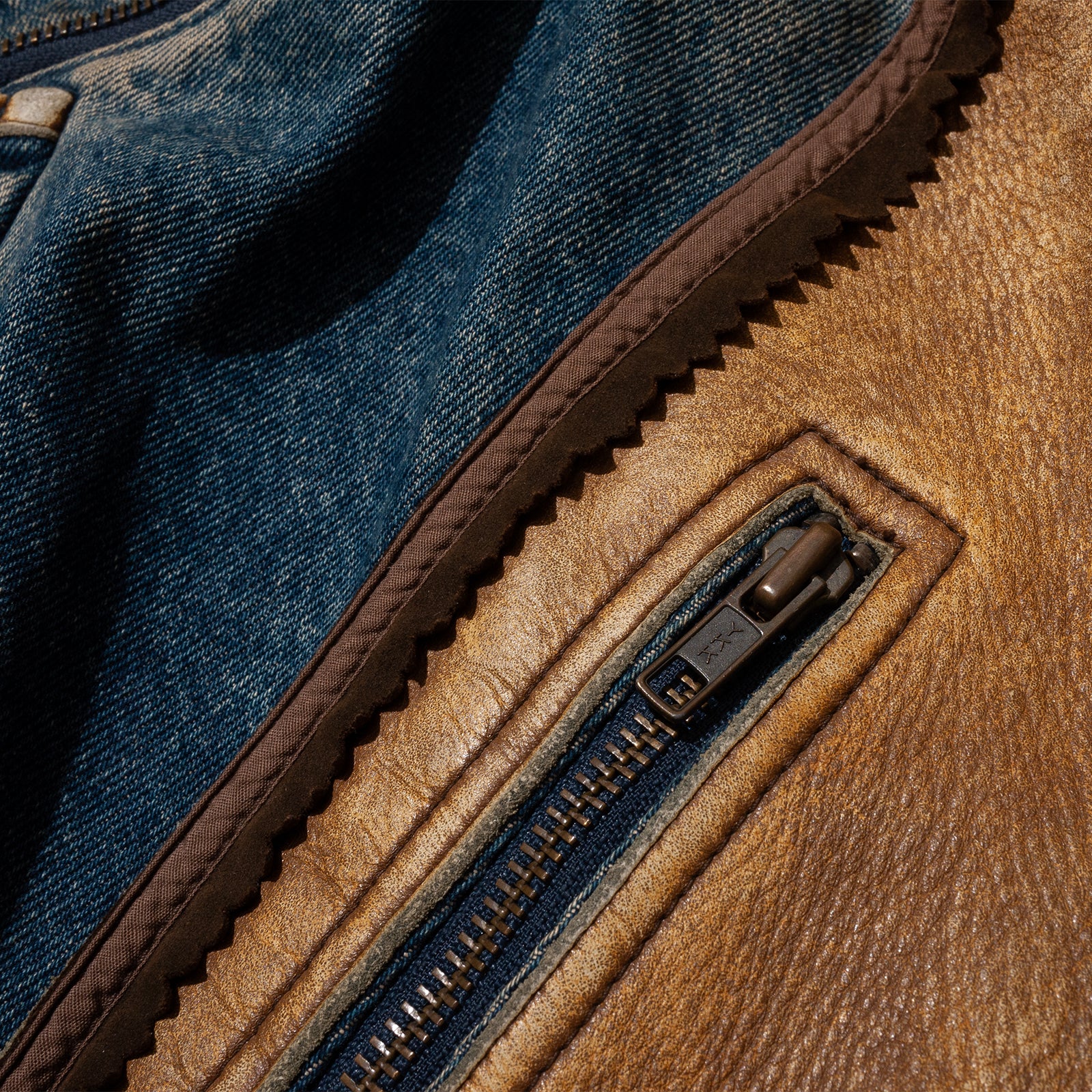 NAVY ARCTIC DENIM LEATHER JACKET