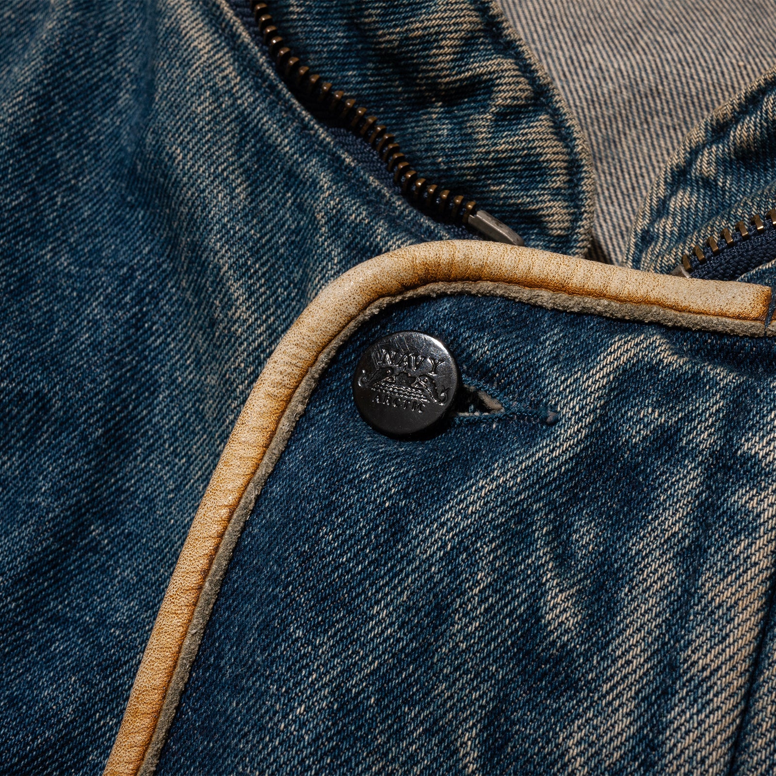 NAVY ARCTIC DENIM LEATHER JACKET