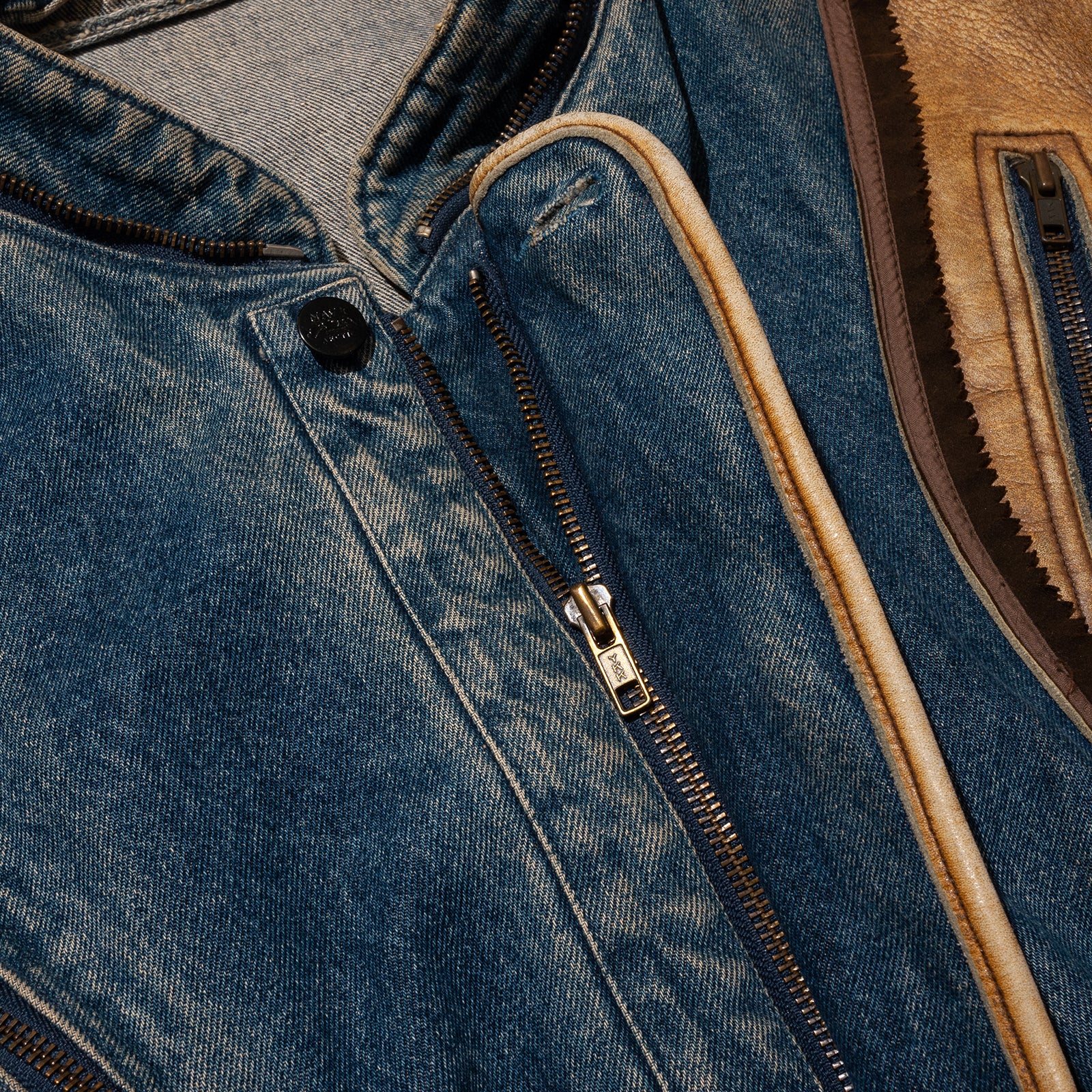 NAVY ARCTIC DENIM LEATHER JACKET