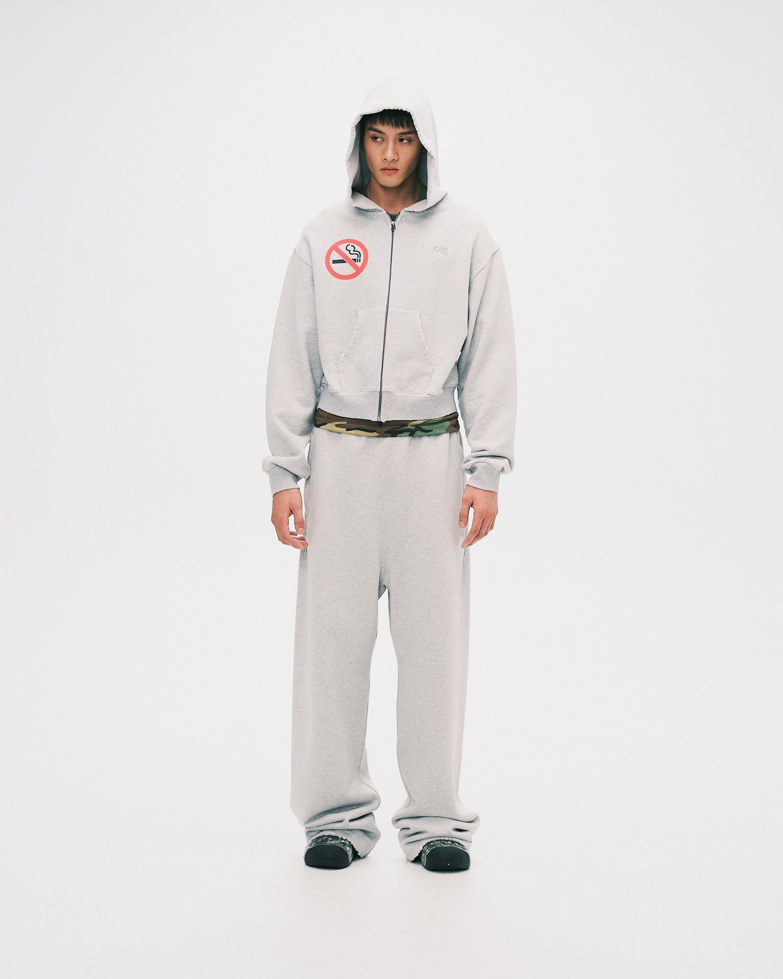 (nu-17) No Smoking Cropped Zip Hoodie