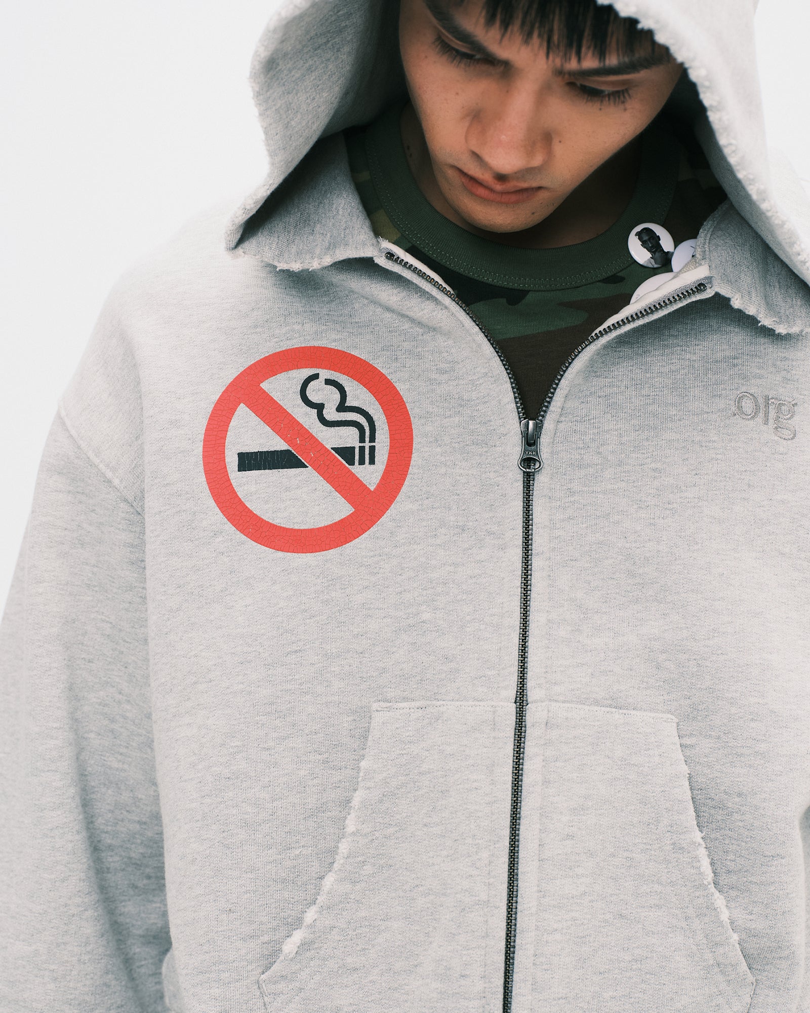 (nu-17) No Smoking Cropped Zip Hoodie