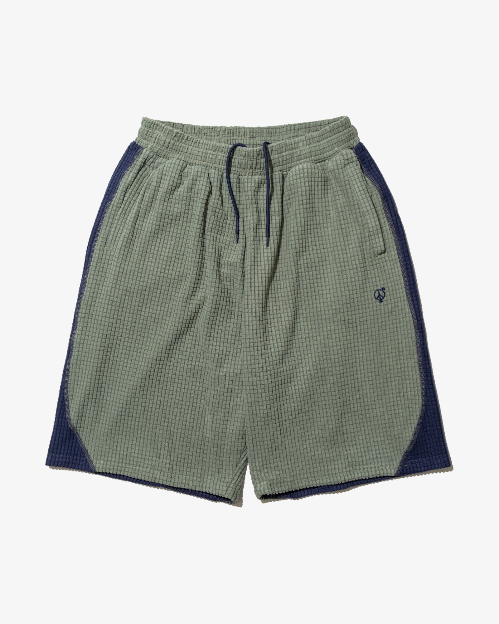 GRID FLEECE SHORTS (Sage*Navy)